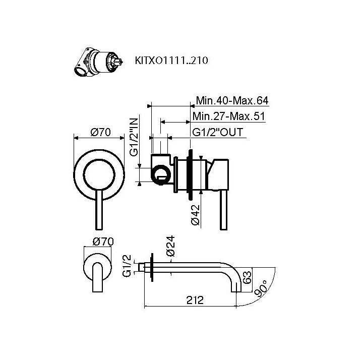 Смеситель для раковины Plumberia IXO черный матовый