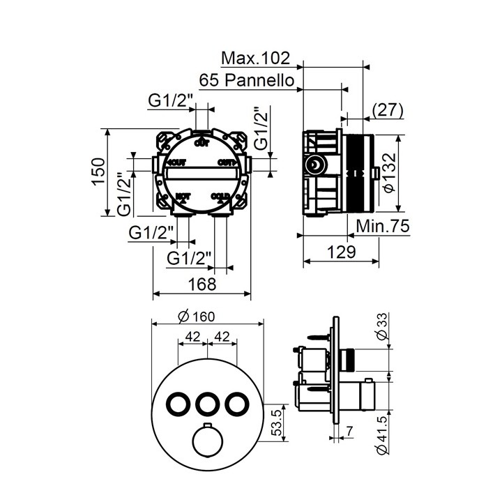Смеситель для душа Plumberia Selection PSBOX черный матовый, KITPSB1903NO
