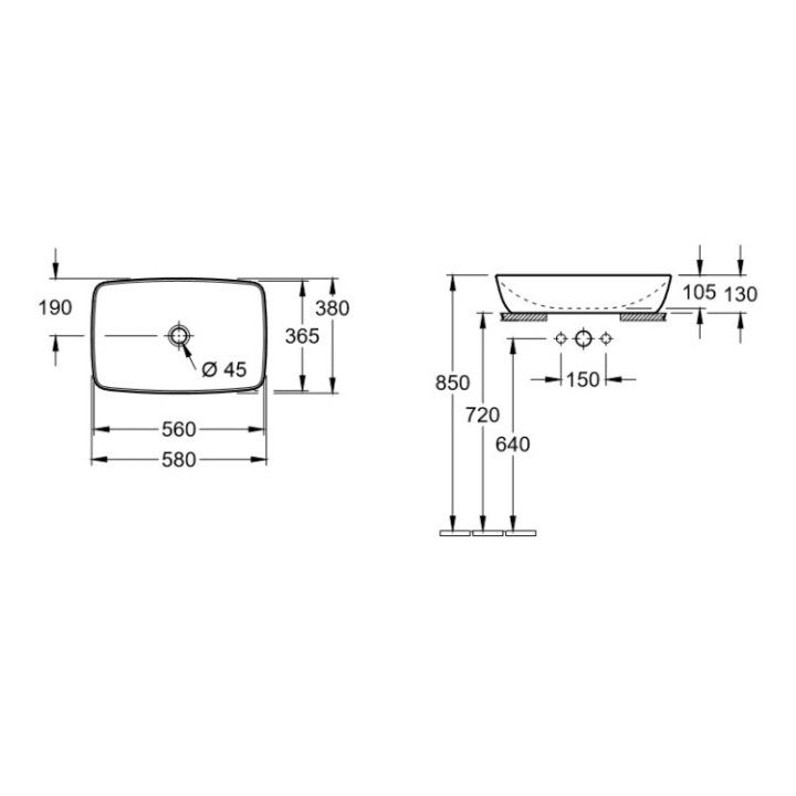 Раковина Villeroy&Boch Artis 58x38 см альпийский белый