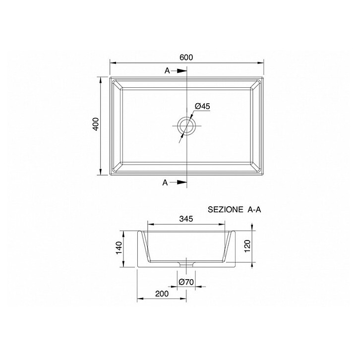 Раковина Scarabeo Teorema 2.0 60x40 см ардезия