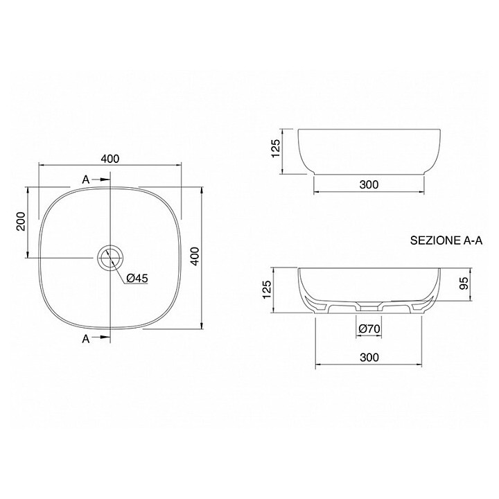 Раковина Scarabeo Glam 40x40 ардезия мат BioKer