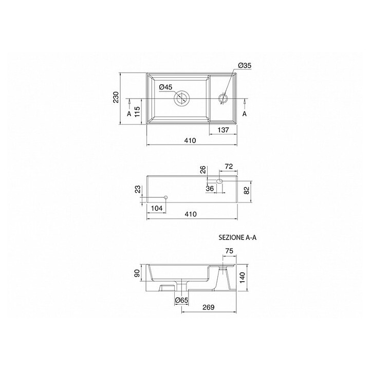 Раковина Scarabeo 41x23 см белый глянец