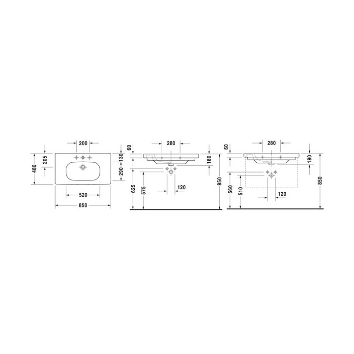 Раковина Duravit D-Code 85 см - белая керамика