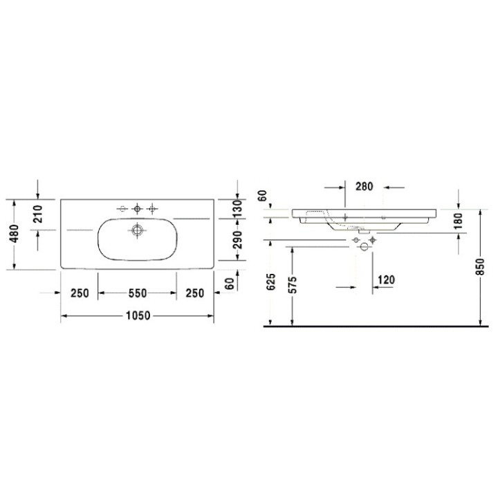 Раковина Duravit D-Code 105 см белая