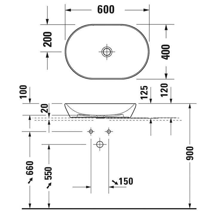 Раковина Duravit D-Neo 60x40 антрацит матовый