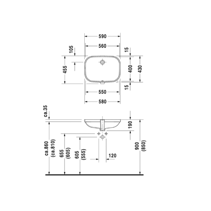 Раковина Duravit D-Code 56x40 см, глянцевая
