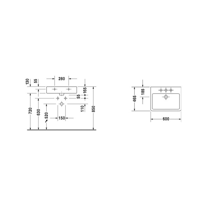 Раковина Duravit Vero 60 см, белый глянец