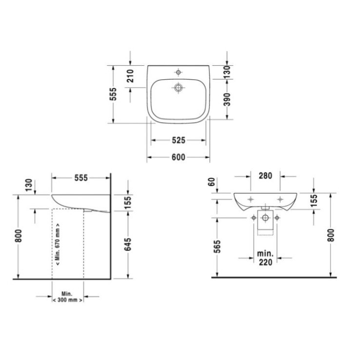 Подвесная раковина Duravit D-Code 60 см белая