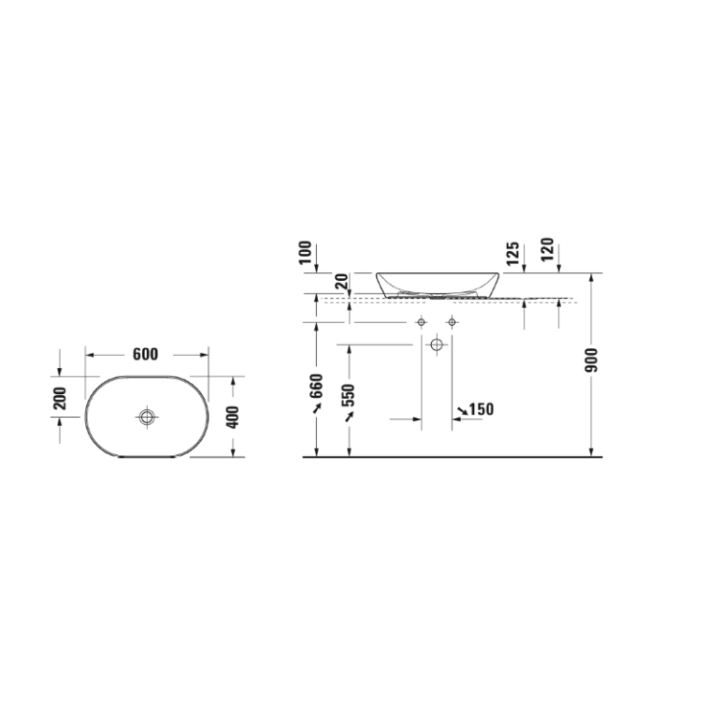 Раковина Duravit D-Neo 60x40 см белая глянцевая