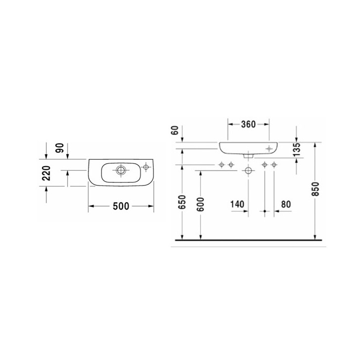 Раковина Duravit D-Code 50 см, белая