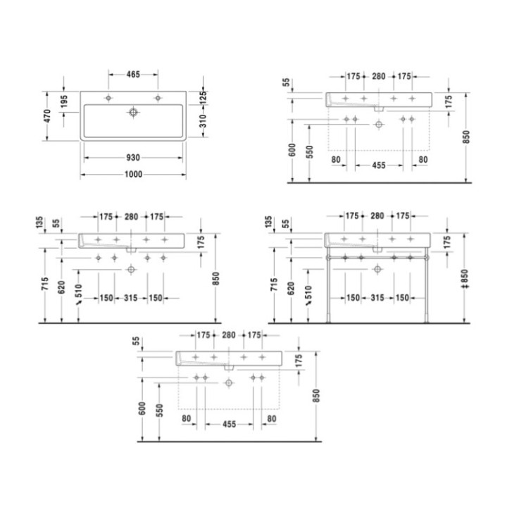 Раковина Duravit Vero 100 см белая глянцевая