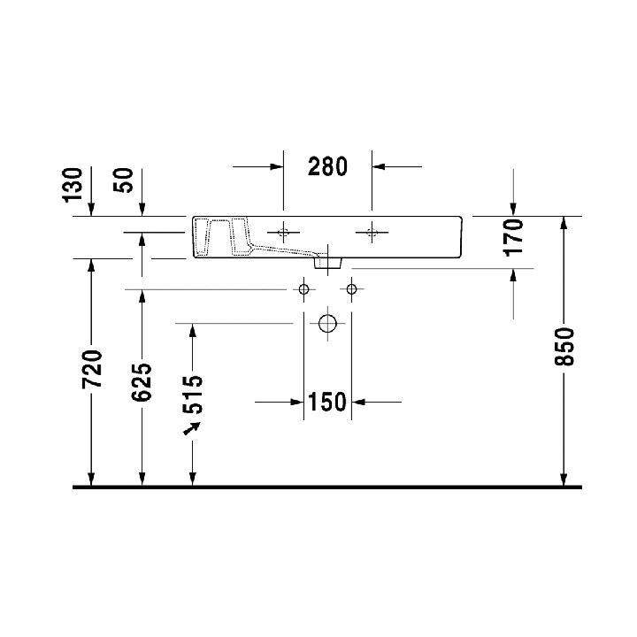 Раковина Duravit Vero 85 см белая - встраиваемая