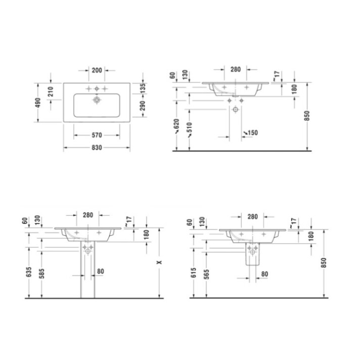 Раковина Duravit ME by Starck 83 см, белая