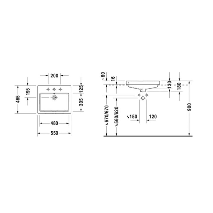 Раковина Duravit Vero 55x46.5 см