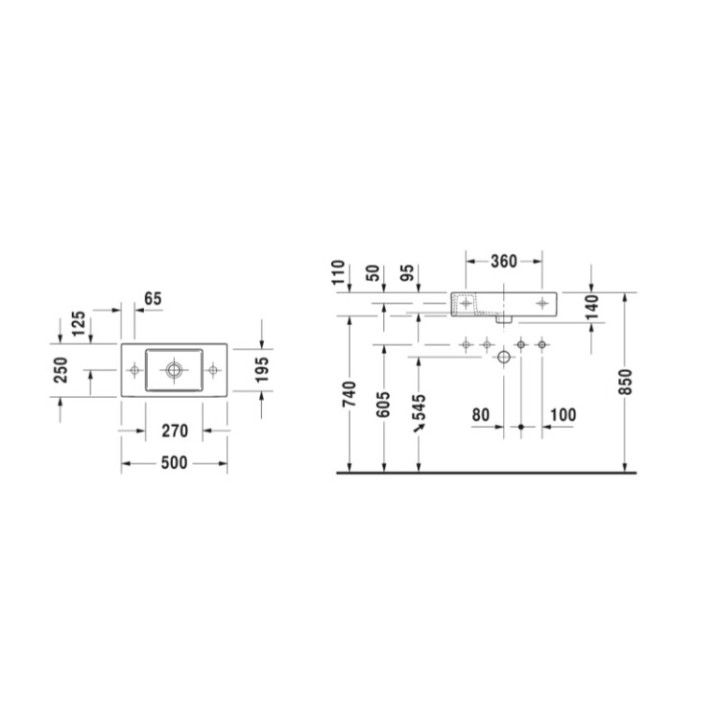 Раковина Duravit Vero Air 50 см - Белая Гладкая