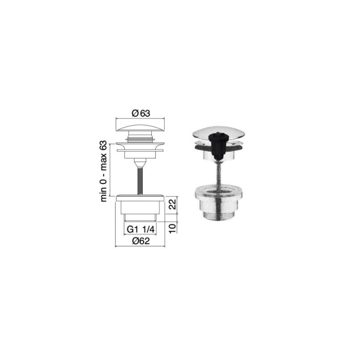 Донный клапан Treemme Brushed Black Chrome
