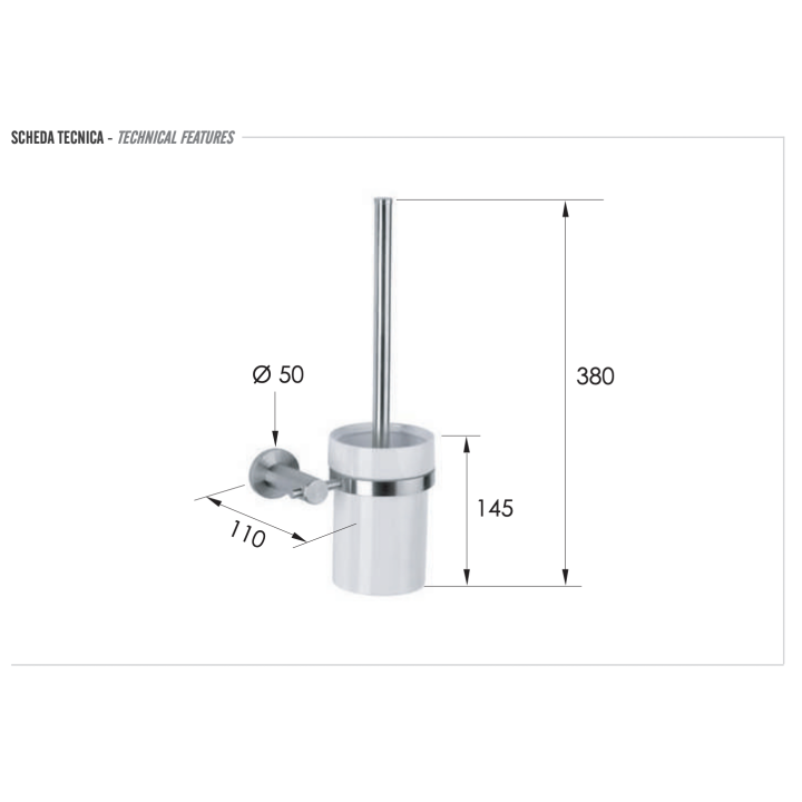 Ёршик для унитаза Remer Rubinetterie Minimal INOX