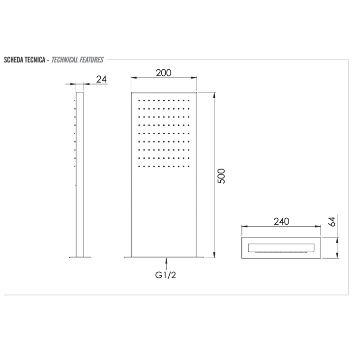 Настенный душ Remer 50x20 см хром