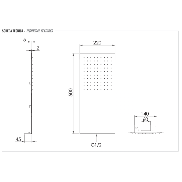 Верхний душ Remer Rubinetterie INOX