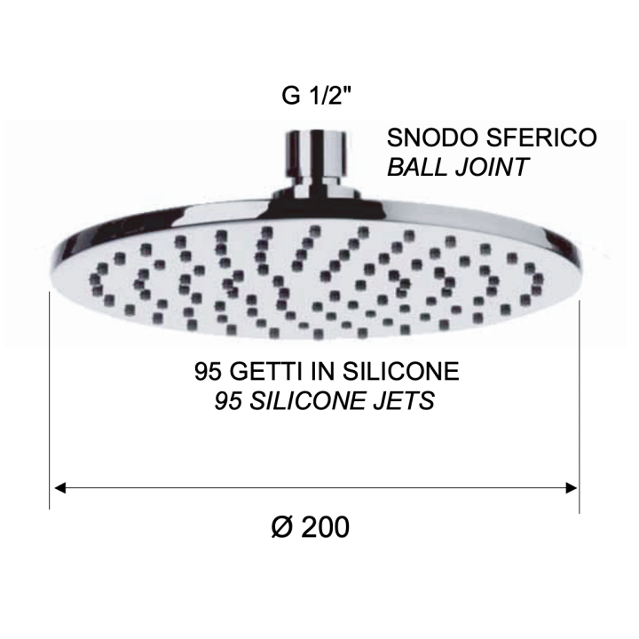 Верхний душ Remer Rubinetterie 20 см черный, 359MM20NOx