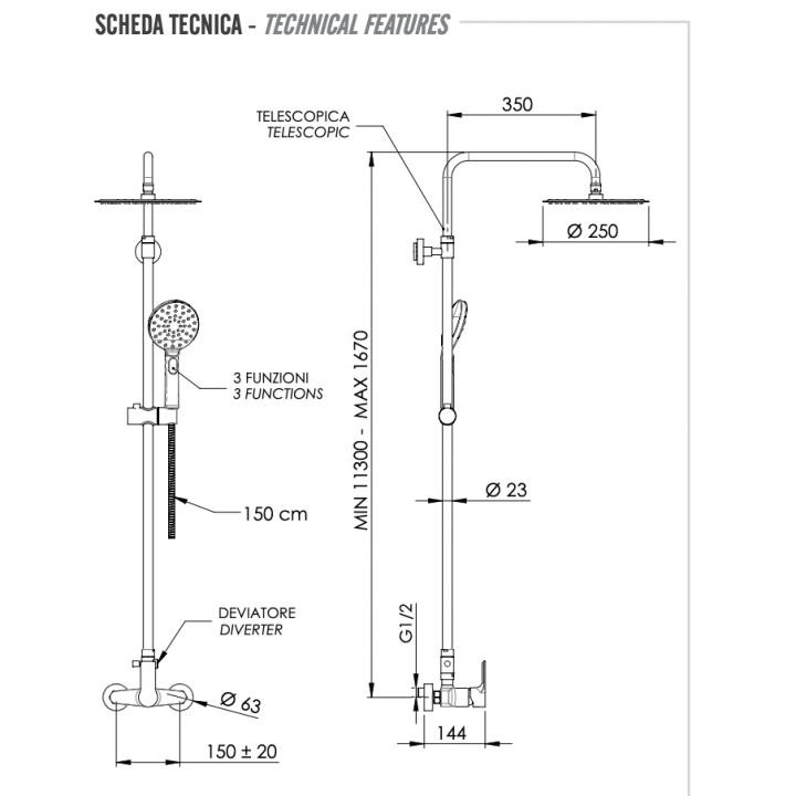 Душевая система Remer Rubinetterie Energy