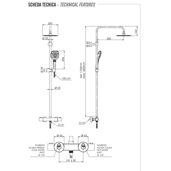 Душевая система Remer Elegance хром
