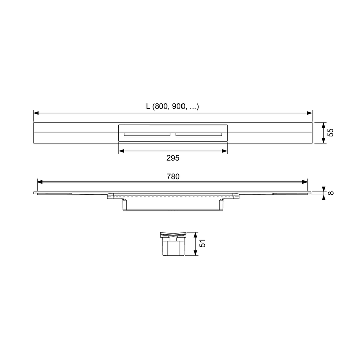 TECE TECEdrainprofile 80 см Satin Steel 670800