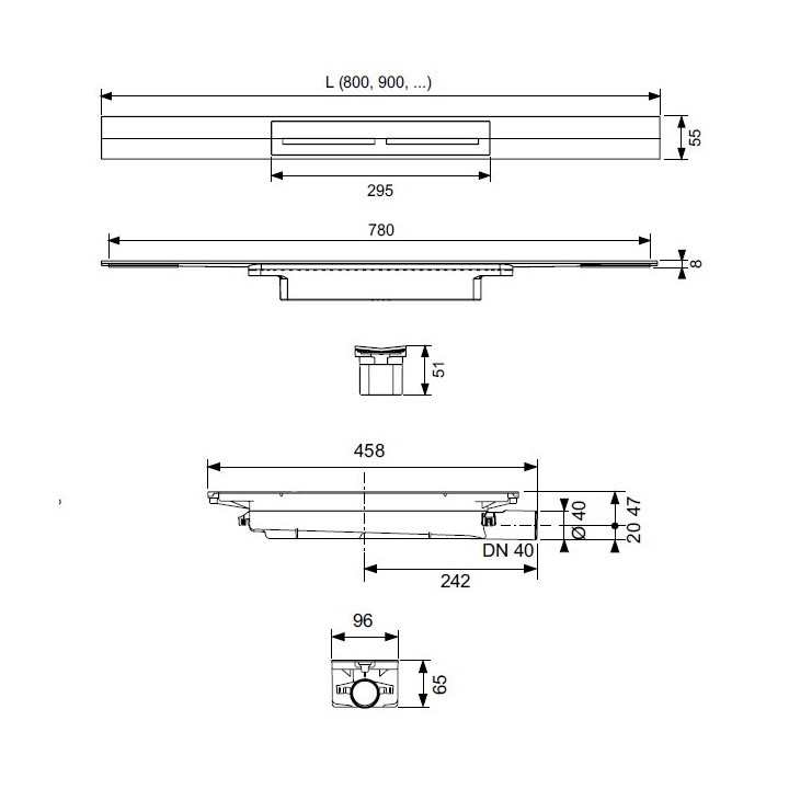 TECE TECEdrainprofile 100 см Satin Steel 641024