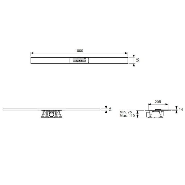 TECE TECElineo дренажный канал 100 см 15301100