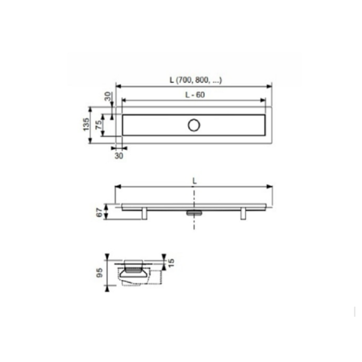 TECE TECElinus дренажный канал 80 см 15103089