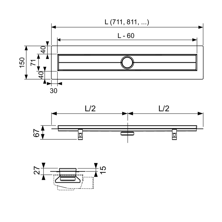 TECE TECEdrainlinе дренажный канал 150 см 601500
