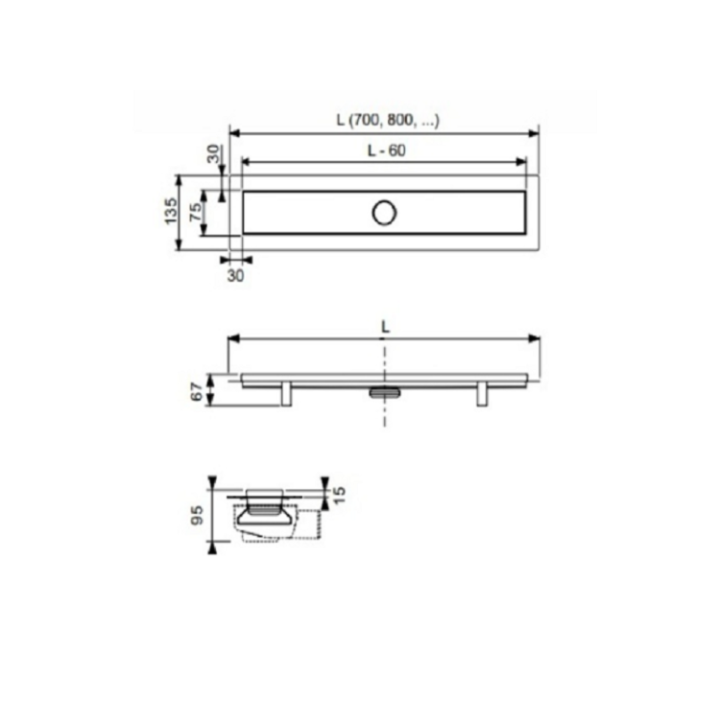 TECE TECElinus дренажный канал 70 см 15103070