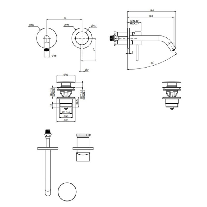 F3051WX8CS смеситель Fima Spillo Up скрытый монтаж