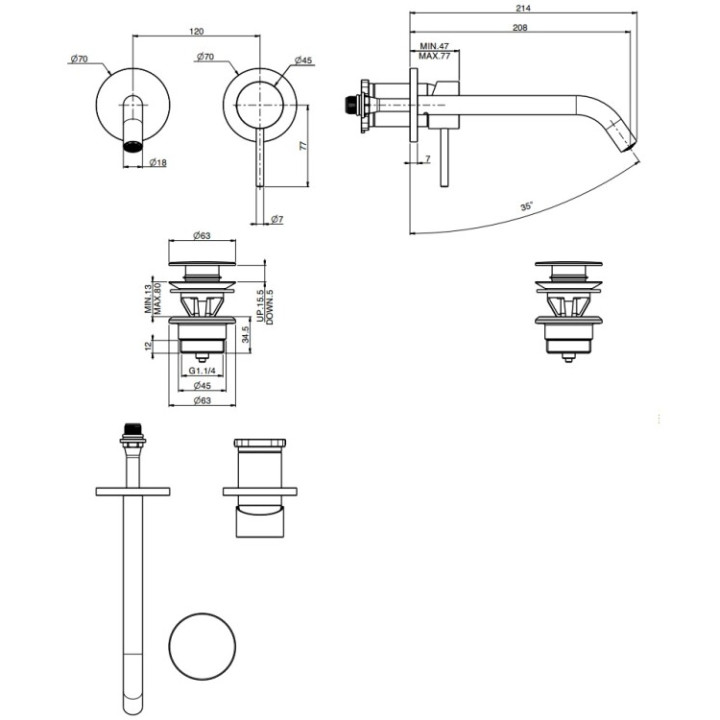 F3051WLX8OS смеситель Fima Spillo Up скрытый монтаж