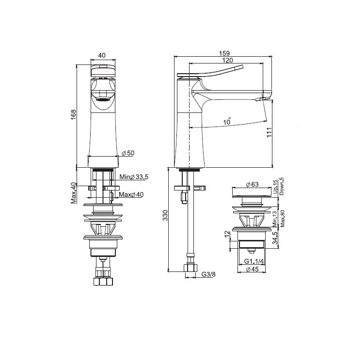 F3801SN смеситель Fima Flo для раковины 16.8 см
