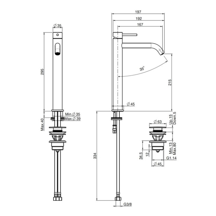 F3031HXSSN смеситель Fima Spillo Up высокий 29.5 см