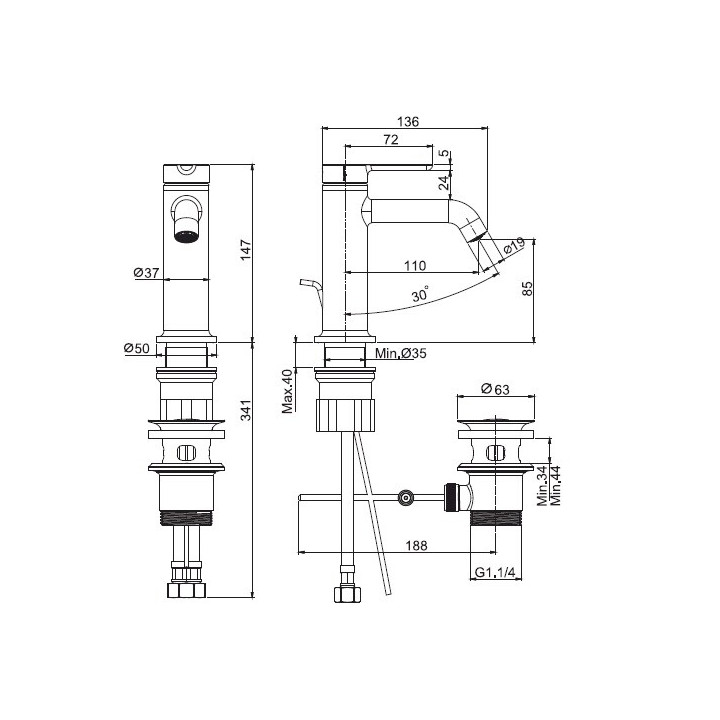 F3111NS Смеситель Fima Snap Matt Black, 14.7 см
