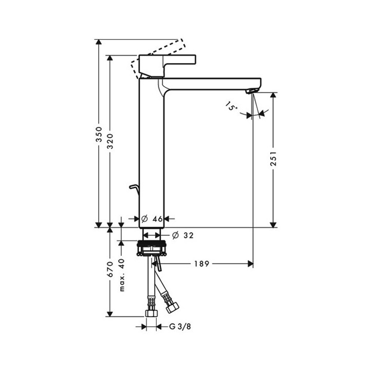 Hansgrohe 31022000 смеситель для раковины высокий