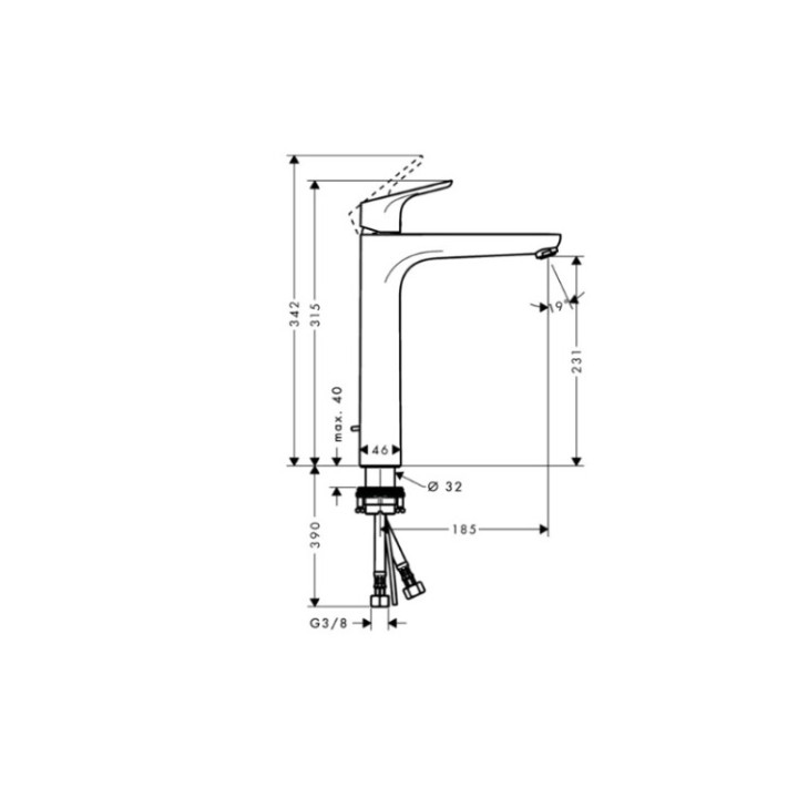 Hansgrohe 31531000 смеситель для раковины высокий