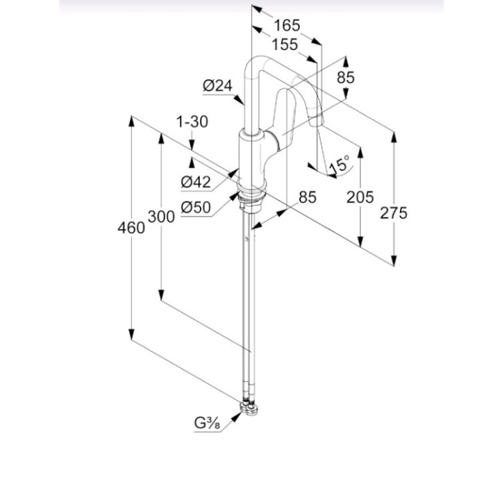 Kludi 320283975 смеситель X1 высокий Matt Black