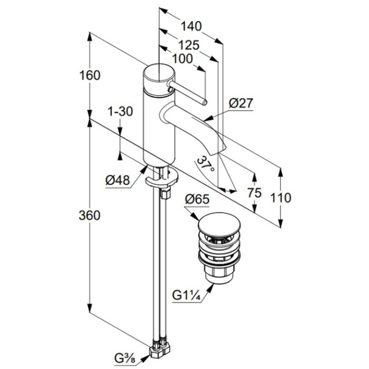 Kludi 38266N076 смеситель для раковины 16 см