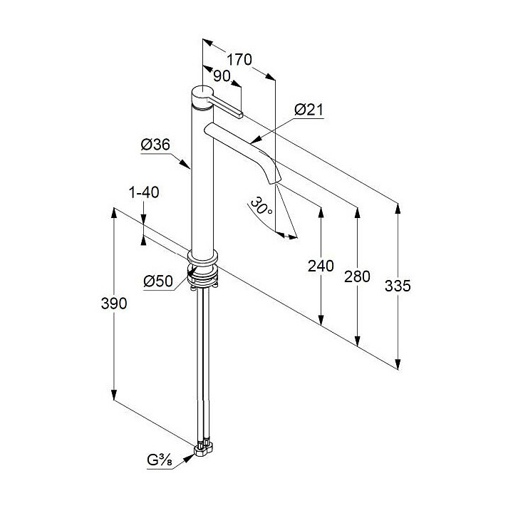 Kludi 202985315 Смеситель для раковины высокий