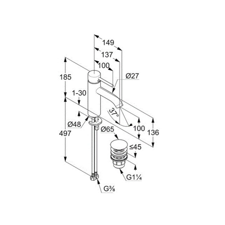 Kludi 382885376 смеситель для раковины белый
