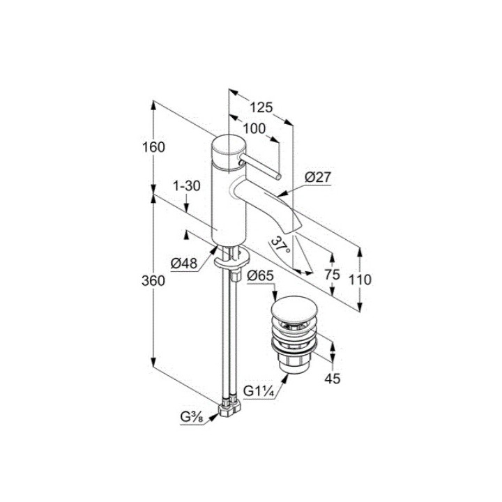 Kludi 382665376 смеситель BOZZ белый 16 см