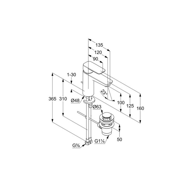 Kludi 402903975 смеситель для раковины, Matt Black