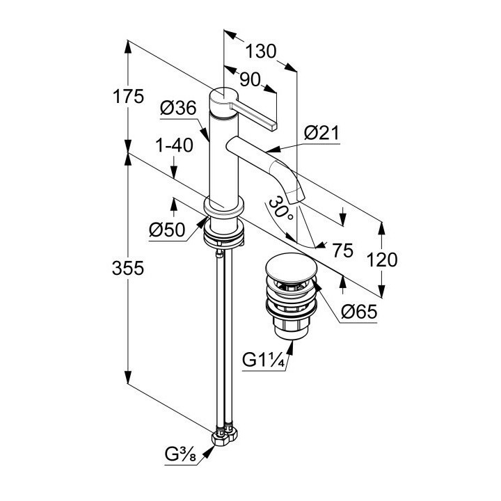 Kludi 202665315 смеситель раковины Matt White