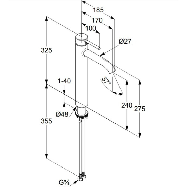 Kludi 382865376 смеситель для раковины высокий