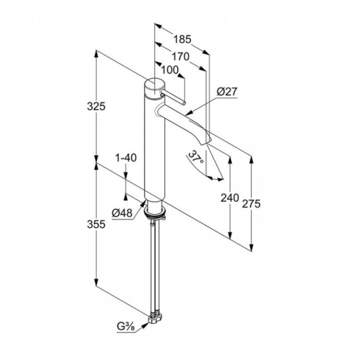 Kludi 382863976 Смеситель высокий BOZZ Matt Black