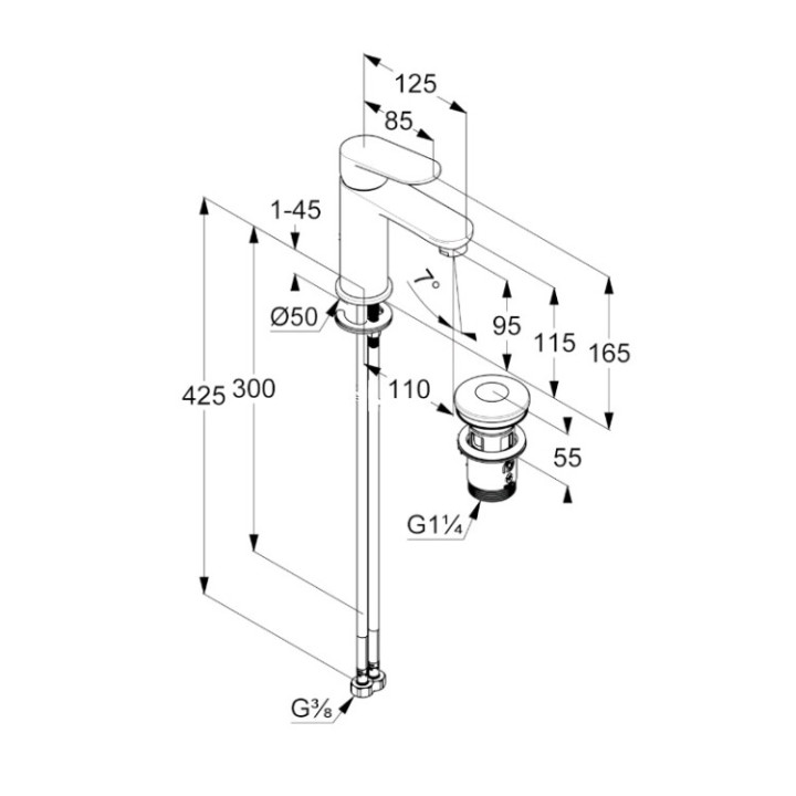 Kludi 322880575 смеситель X1 для раковины