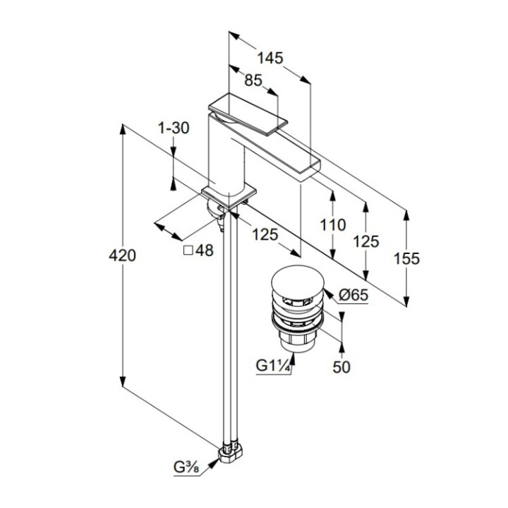 Kludi Decus 54288N075 смеситель для раковины